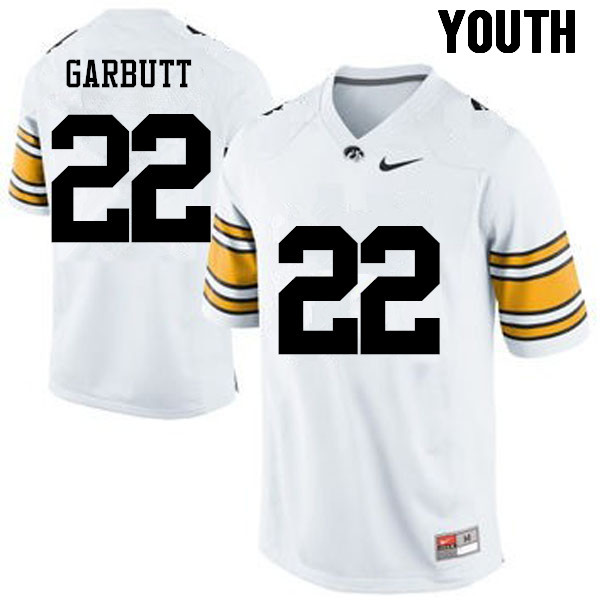 Youth Iowa Hawkeyes #22 Angelo Garbutt College Football Jerseys-White